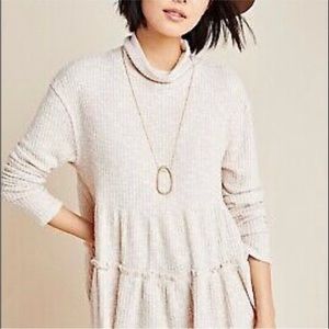 Anthropologie Eri Ali Bronte Waffle Thermal Babydoll Tiered Tunic